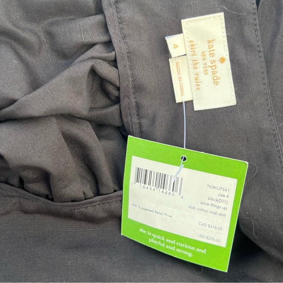 Kate Spade - Slub Cotton Midi Bow Skirt - Size 4 - Picture 7 of 7